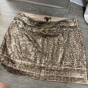 Express Shimmering Sequin Mini Skirt - Gold and Black